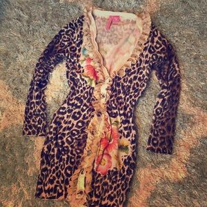 Charlotte Russe animal print floral lace sweater